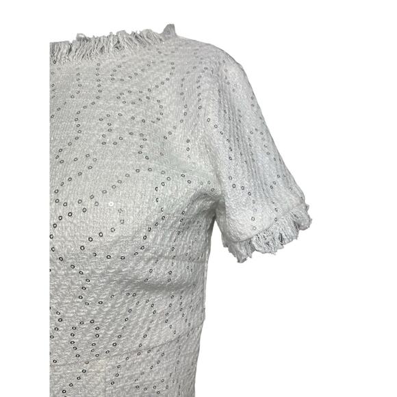 Olivaceous Women’s Sleeveless White Sequin Zipper Lined Dress Small Fringe NWT - Picture 9 of 12